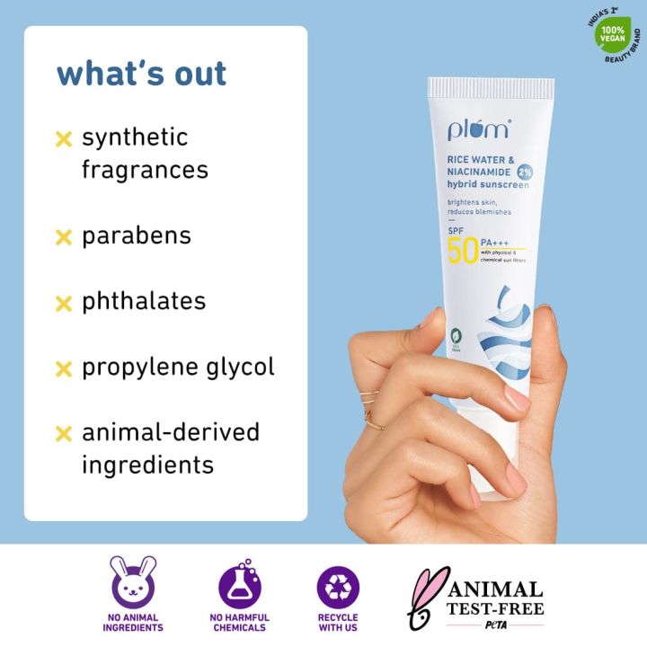 Plum%202%25%20Niacinamide%20Sunscreen%20SPF%2050%20PA+++%20With%20Rice%20Water%20(50g)%20-%20Image%204