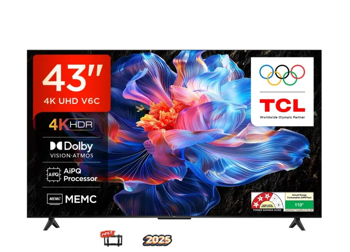 TCL%20108%20cm%20(43%20inches)%20Metallic%20Bezel%20Less%20Series%204K%20Ultra%20HD%20Smart%20LED%20Google%20TV%2043V6C%20(Black)%20-%20Image%202