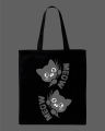Cute Meow Cat Printed Tote Bag – Cat Design | Black, White. 
