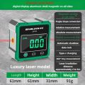Portable Multifunctional Laser Inclinometer Rechargeable Four Sided Magnetic Digital Inclinometer LCD Display High Accuracy Angle Level Household. 