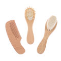 Soft Baby Hair Brush Comb Set For Newborn Wooden Handle Head Comfort Massager. 