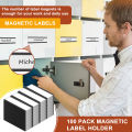 100 Pack C Channel Magnetic Labels Magnetic Data Card Holder With Clear Plastic Protector. 