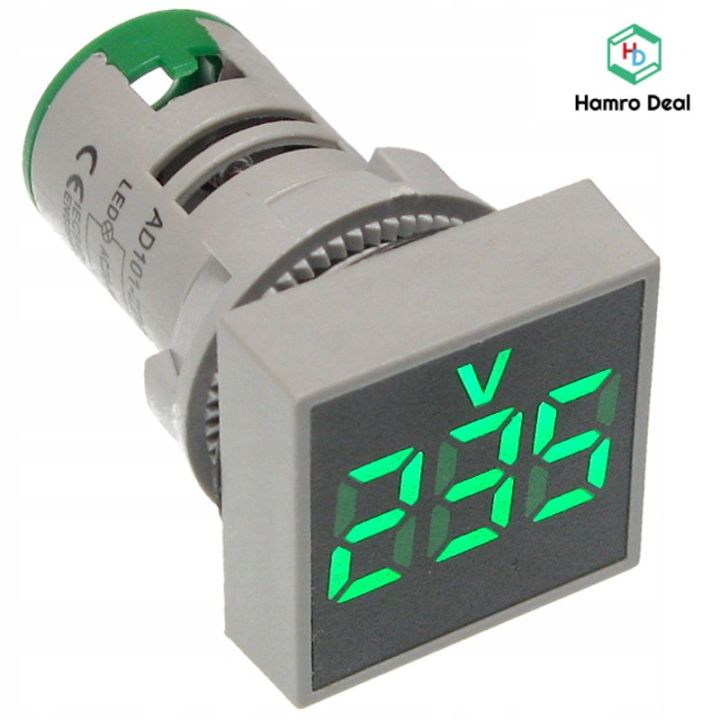 Green 22MM AC 12-500V Voltmeter Square Panel LED Digital Voltage Meter ...