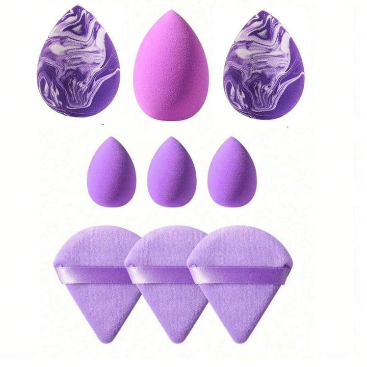 New 9 PCS 3 salmon beauty egg velvet triangle setting powder puff mini beauty tool blender travel beauty tool