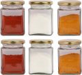 MM 5 Piece Glass Jars / Jar 280-300 ml with Golden Lid Anti-Leak Jar with Metal Lid Container/Containers. 