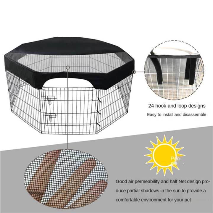 Octagon%20Pet%20Playpen%20Cover%20Mesh%20Fabric%20Sunscreen%20Cover%20Black%20Covers%20Puppy%20Cat%20Fence%20Cage%20Covers%2024%20Inches%20-%20Image%206