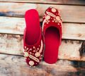 Velvet Floral Embroidered Close Handmade Slippers/Juta For Women. 