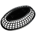 JAERBEE 48Pcs Plastic Basket Serving Tray French Fries Basket Oval Fast Food Tray Restaurant Bar Fries Food Service Tray Black. 