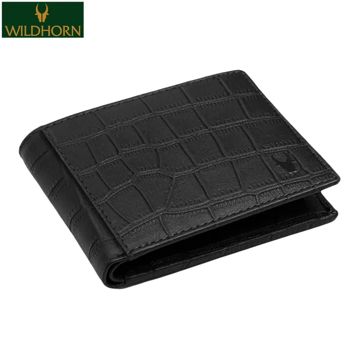 WildHorn%20Nepal%20RFID%20protected%20100%25%20Genuine%20Leather%20Wallet%20(Black%20Croco)%20-%20Image%202