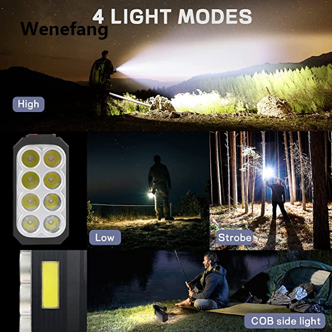 Wenefang%20Solar%20Searchlight%203%20Lighting%20Modes%20Solar%20Rechargeable%20Portable%20Lamp%20Multifunctional%20Camping%20Emergency%20Luxury%20Light%20Outdoor%20Waterproof%20Strong%20Light%20Cob%20Torchlight%208%20COB%20Ultra%20Bright%20Flashlight%20-%20Image%203