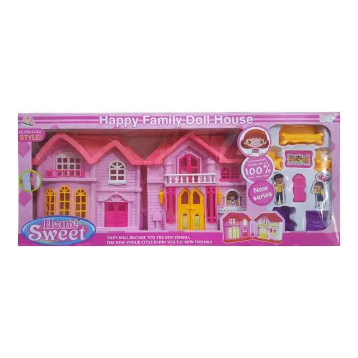 Happy Family Home Sweet Doll House Full Set With New Series & Ultra Cool Style (Multicolor)