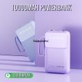 Xujiguanghui Q130 10000mAh Mini Powerbank with Built-in 4 Cables Power Display | Compact Design with LanySpecial ard | Stylish Portable Powerbank by Qtech | Fast Charging for Android, iPhone Other Devices. 