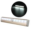 10LED Strip Light Auto Switch Cabinet Wardrobe Stairway Drawer PIR Motion Sensor Pure White. 