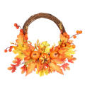 Led (Led装饰灯) Led Pumpkin Maple Leaves Wreath Pumpkin (南瓜) Halloween Thanksgiving Day Home Decoration Maple Leaves (枫叶) Wreath (花环) for Thanksgiving Dinner (感恩节晚宴). 