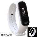 Straps For  Mi3 Bracelet Silicone Rubber Wristband Wrist Band  ( White ). 