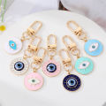 Round Evil Eye Keychain Key Ring For Friends Couples Boho Blue Eye Bag Keychain MIO Super Store. 
