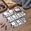 /2/3/4 Compartment Home Stainless Steel Kitchen Vinegar Spice Plates Sauce Dish Seasoning Container Condiment Tray. 