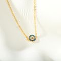 The simple chain of evil eye zar cube AAA zirconia crystal blue nano round turkish charm bracelet for women gold-plated fashion jewelry. 