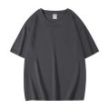 T-shirt custom 260g dropped shoulder t-shirt solid color round neck short sleeve plus size men's solid color advertising shirt cultural shirt customization. 
