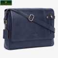 WILDHORN Nepal® Leather 15 inch Laptop Messenger Bag for Men with Padded Laptop Compartment (MB 570 Blue). 
