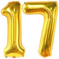 Number 17 Gold Foil Balloon For Birthday Decoration. 