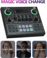 V9 Live Sound Card BT Accompaniment Audio Mixer with Sound Effects Broadcasting Recording Network Singing on Phones Laptop. 