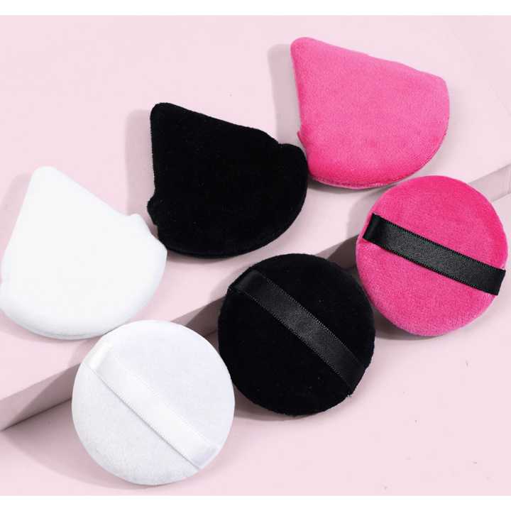 MAANGE 6Pcs Reusable Soft Triangle and Round Velvet Powder Puff Mini Face Makeup Washable Sponge MAG51156-6