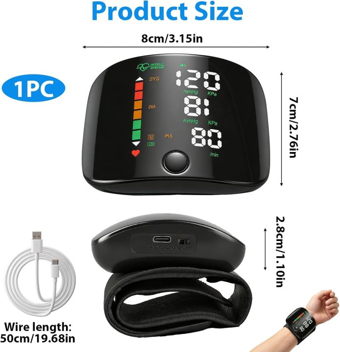 Digital LCD Display Wrist Automatic BP Machine Heart Rate Pulse Blood ...