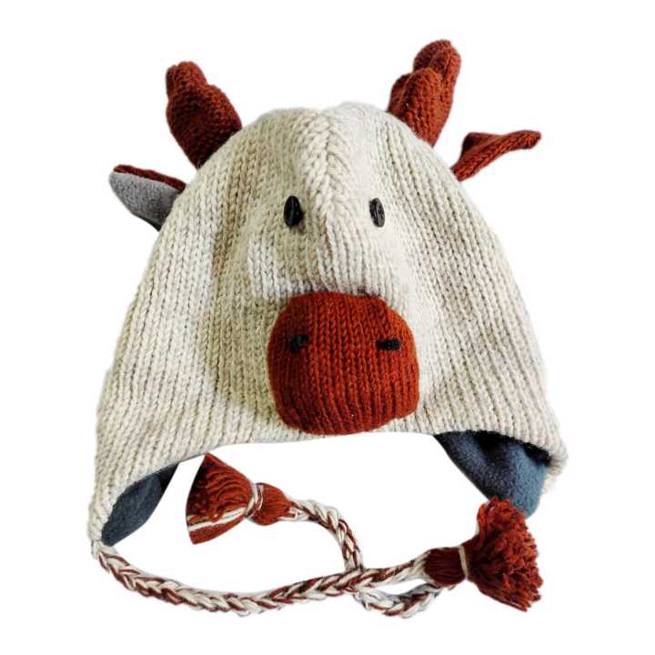 Woolen Hand Knite Animal Ear Flap Hat/Cap Topi For Men