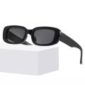 Black Solid Retro Design Rectangular Sunglasses For Women. 