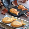 Kitchen Japanese Taiyaki Double Fish Shaped Hot Dessert Waffle Cake Maker Pan Japanese Pancake Double Pan Fry Pan Waffle Molds. 
