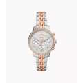 Fossil Rose Gold/Silver Stainless Steel Business Watch For Women - ES5279. 