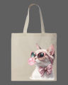 Cool Cat with Sunglasses & Bubblegum Printed Tote Bag– Eco-Friendly Cotton Shoulder Shopping Bag-White, Black. 