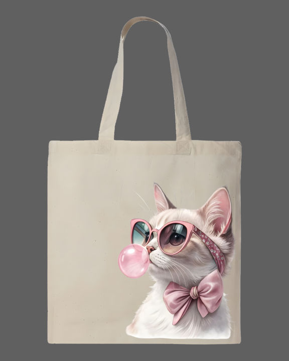 Cool%20Cat%20with%20Sunglasses%20&%20Bubblegum%20Printed%20Tote%20Bag%E2%80%93%20Eco-Friendly%20Cotton%20Shoulder%20Shopping%20Bag-White,%20Black%20-%20Image%202