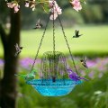 JAERBEE Hanging Bird Bath with Solar Fountain Solar Bird Bath Fountains Hanging Bird Baths for Outdoors Gray. 