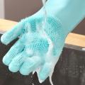 Silicone Gloves, Reusable Dishwashing Gloves With Wash Scrubber, Heat Resistant Cleaning Gloves 1 pair. 