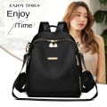 Casual Lightweight School Bags Large Capacity Oxford Cloth Travel Backpack Black Shoulder Bag Women. 