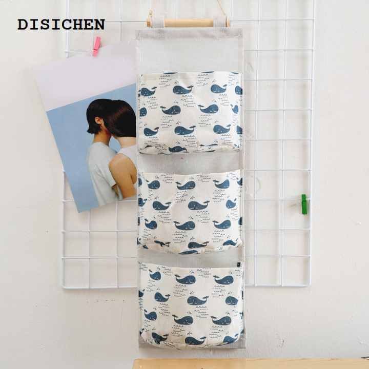 DISICHEN%20New%20style%20Home%20Kitchen%20Wall%20Mounted%20Storage%20Bag%20With%203%20Pockets%20Linen%20Fabric%20Waterproof%20Wall%20Door%20Closet%20Hanging%20Organizer%20For%20Bath%20Bedroom%20-%20Image%208