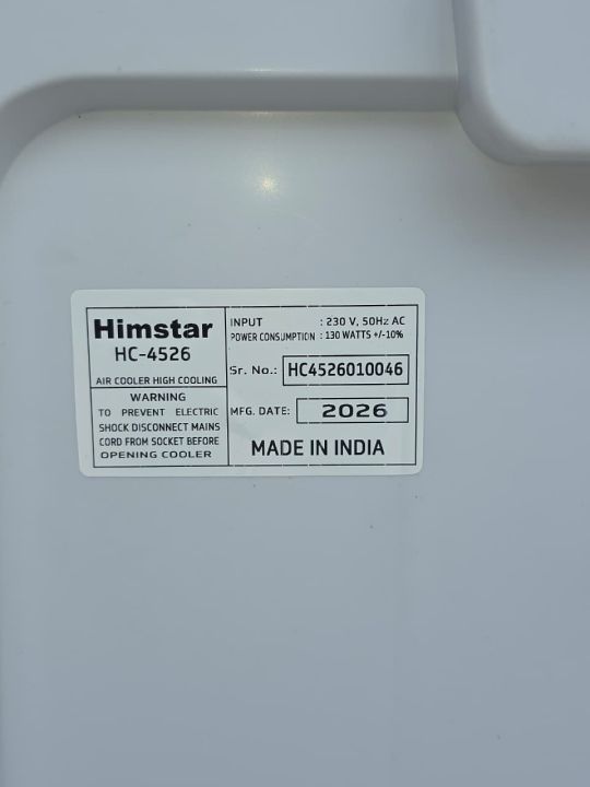Himstar%2045L%20Desert%20Air%20Cooler%20HC4526%20with%20Honeycomb%20Cooling%20Pads,%20Ice%20Chamber,%204-Way%20Airflow,%20Fast%20Air%20Delivery,%20Auto-Fill%20Water%20System,%20Inverter%20Compatible,%20130W%20Energy%20Efficient%20Cooler%20with%20Wheels%20&%201%20Year%20Warranty%20-%20Image%209