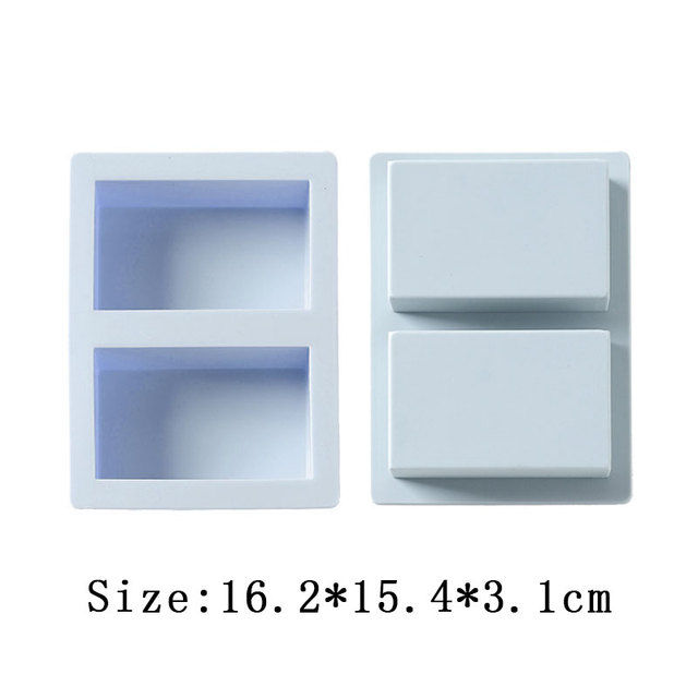 【Too much love!】2 Cavities Rectangular Silicone Soap Mold Square Brick Candle Resin Plaster Mould Chocolate Cake Ice Making Set Home Decor S