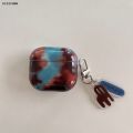 DISICHEN High Quality Anrushide Retro Fashion Blue Brown Amber Smudge Colour Mixture with Original Ring and Chair Pendant for AirPods 1 2 3 4 Pro Pro2. 