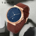 TOMI New Men's Watch Fashion Casual Men's and Women's Ultra Thin Watch Minimalist Men's Business Leather Quartz Watch Clock Gift. 