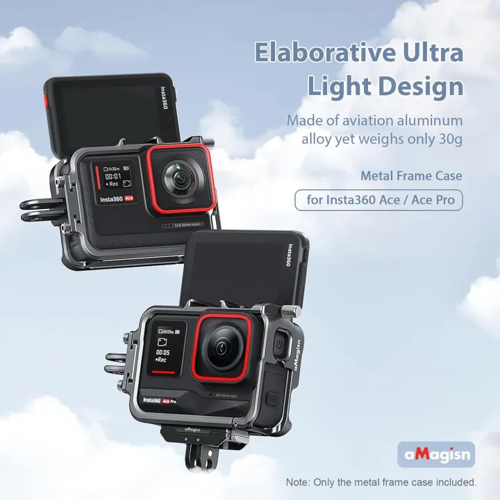 AMagisn%20Insta%20360%20Ace/Ace%20Pro%20Cage%20Camera%20Cage%20Aluminum%20Alloy%20with%20Dual%20Cold%20Shoe%20Mounts%20&%20Sports%20Camera%20Adapter%20Metal%20Protective%20Frame%20-%20Image%203