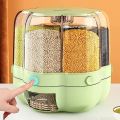 Automatic Plastic 360 Degree Rotation Cereal Dry Food Rice Grain Storage Dispenser Box , with Measuring Cup , 8kg. 