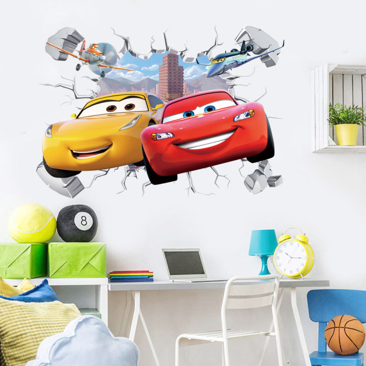 Discounts%203D%20Brokenwall%20Lightning%20McQueen%20Cartoom%20Cars%20Wall%20Decor%20Decals%20For%20Boy%20Bedroom%20Kid%20Room%20Wallpaper%20Poster%20Mural%20Wall%20Stickers%20-%20Image%204