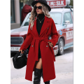 Women's Wool Pea Coat Red L. 
