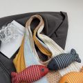 New Little Fish Shoulder Bag Handmade Large Capacity Versatile Tote Bag Summer Cotton Cute Relaxed Knitted Bag Casual Outing. 