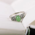【New arrival】New Chinese Style Spinach Green Plum Blossom Ring Women's Old-fashioned Vintage Dressed Niche Design Live Mouth Index Finger Ring. 