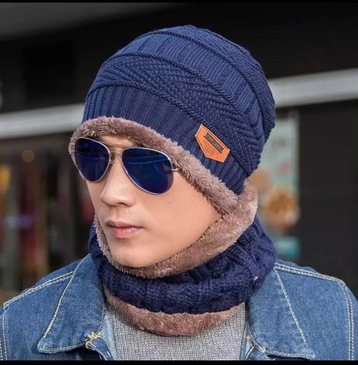 Combo Offer New Winter Cap Topi And Neck Warmer For Men