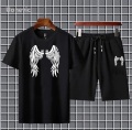 Uonevic Eagle Wings Printed Summer Tracksuit For Men Boys Tee-shirt with Shorts New Design Round Neck Half Sleeves T Shirts Top Quality Gym Wear Boxer Casual and comfortable Pair T-Shirt and Shorts. 